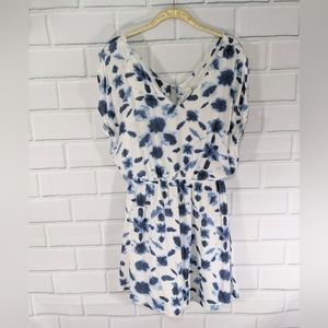 BB Dakota Blue/White Tie Dye V-neck Dress
